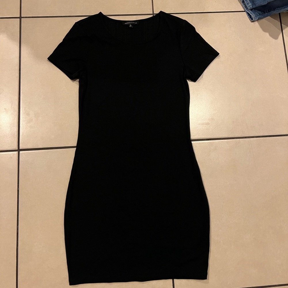 Ribbed black T shirt dress